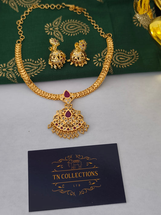 Micro gold Necklace Set (Attiyal)