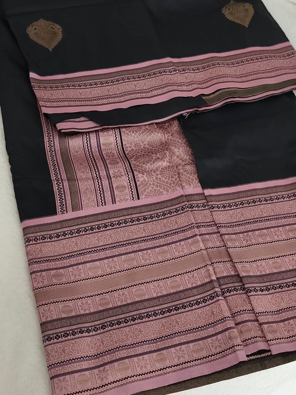 Black Kanchi semi silk Saree