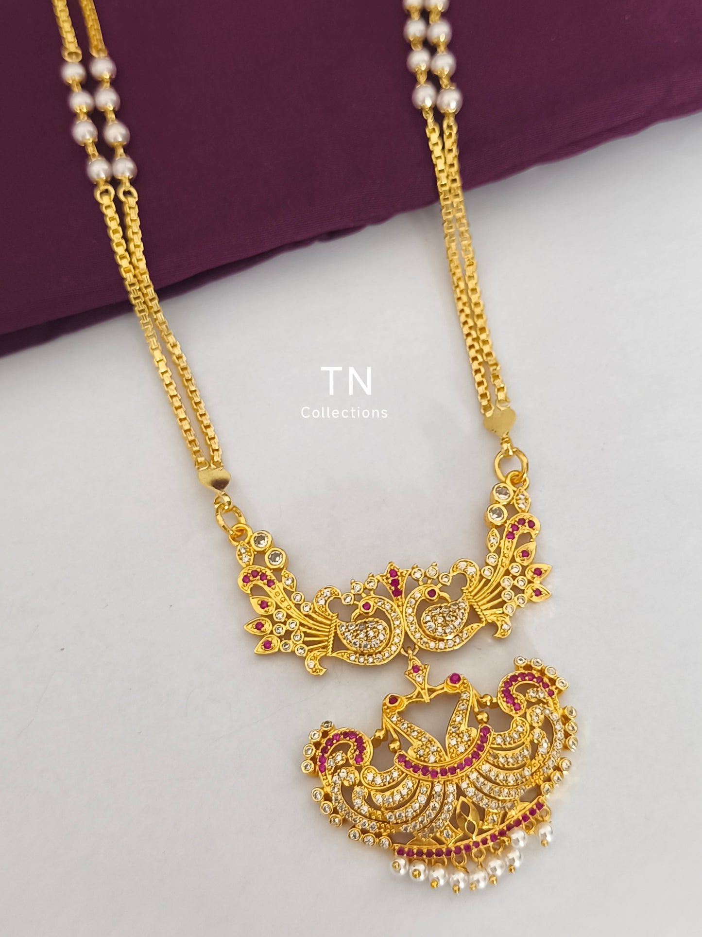 Micro gold plated Traditional Pathakkam with pearl chain