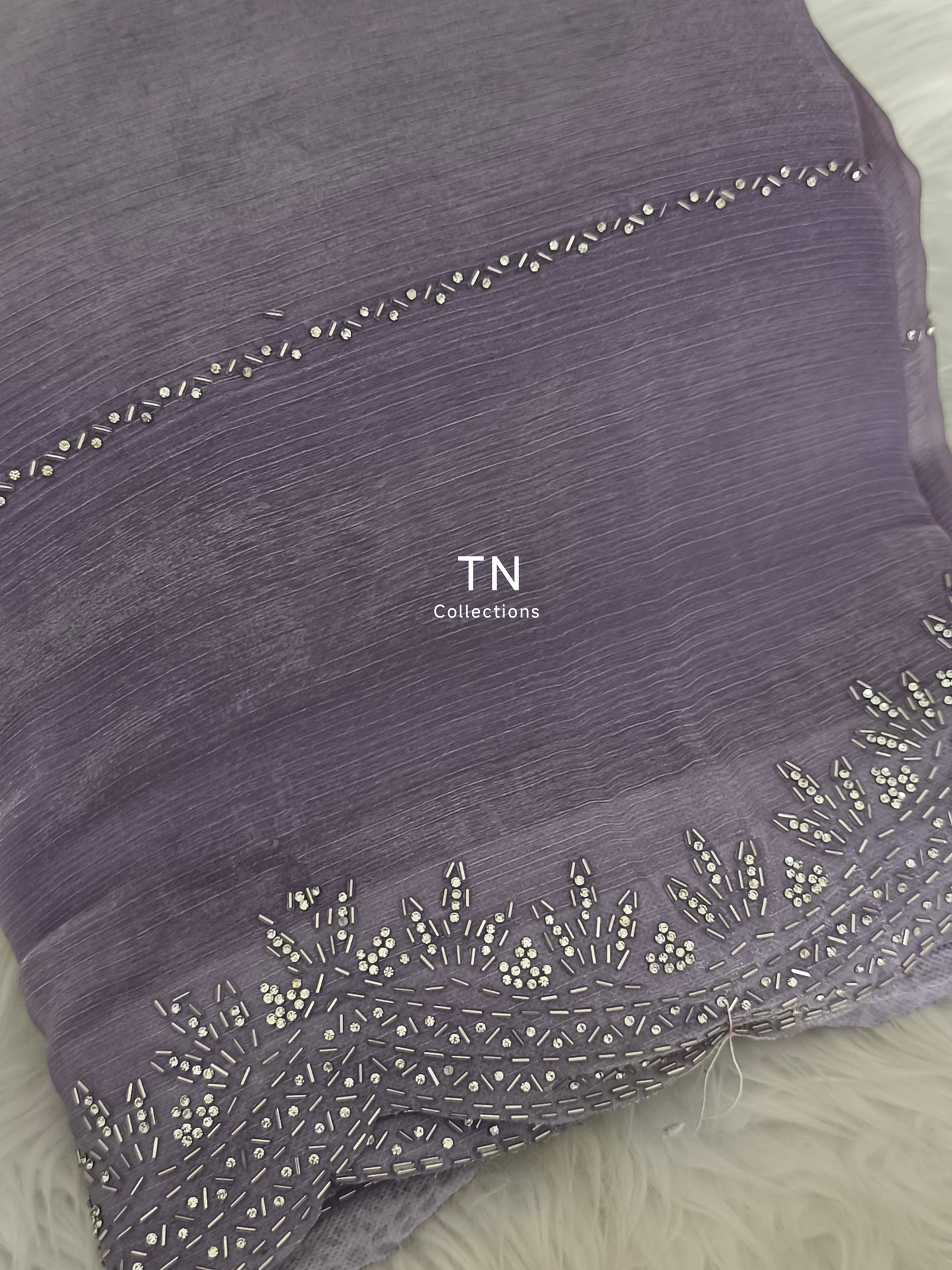 Lavender colour Fendy Chiffon Party Saree