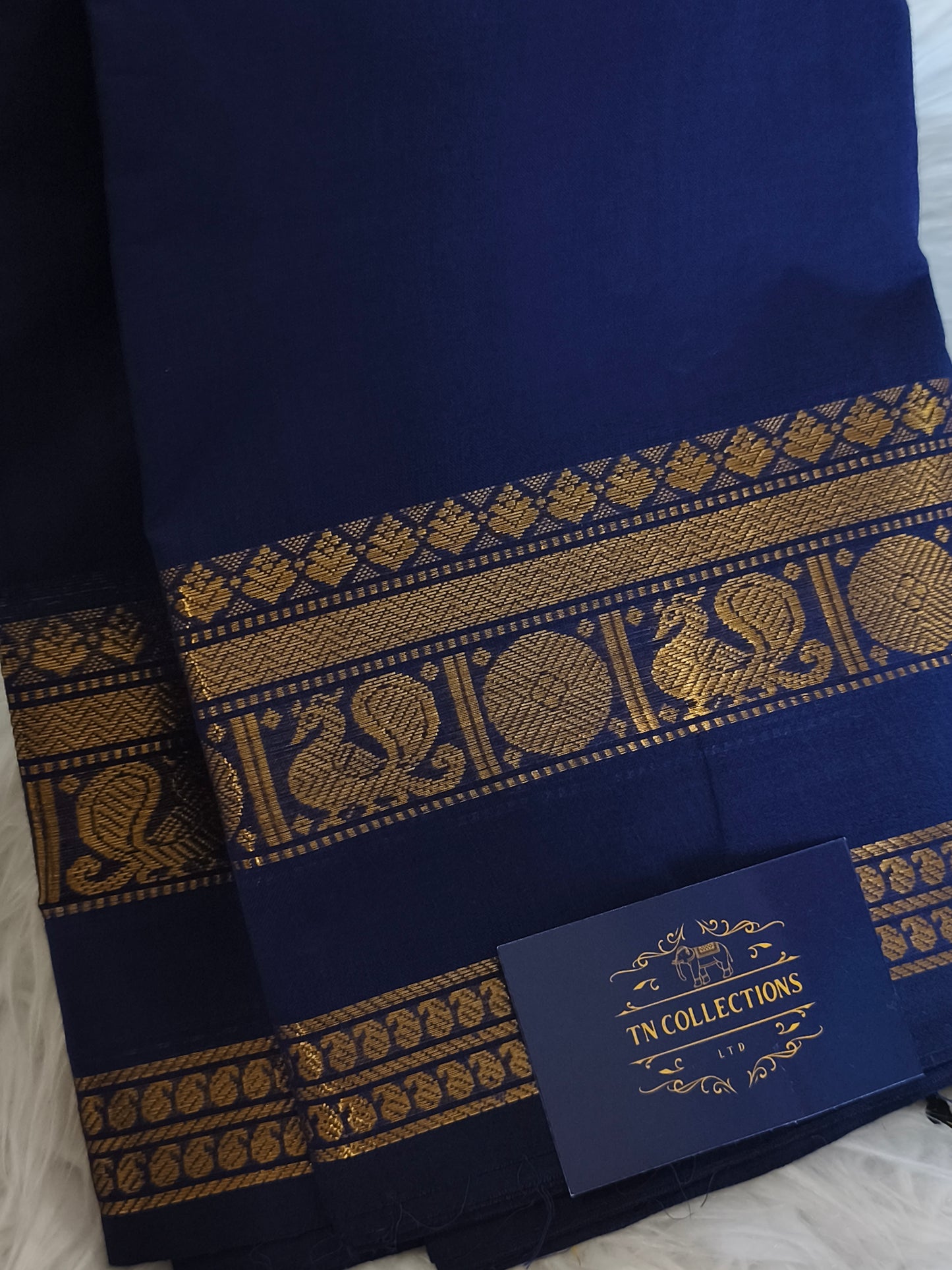 Pure handloom kanchi cotton saree (Blue)