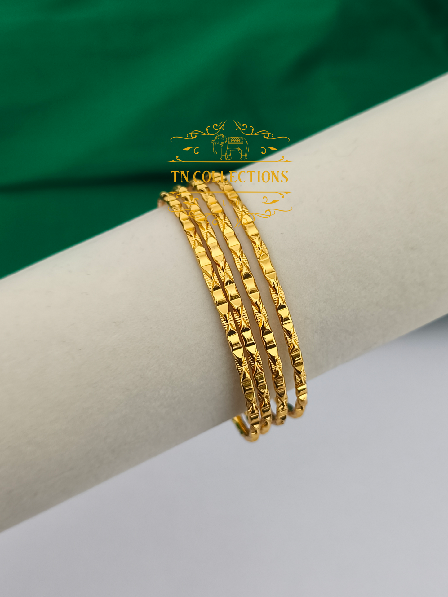 Micro Gold Plated Slim Bombay Bangles Set