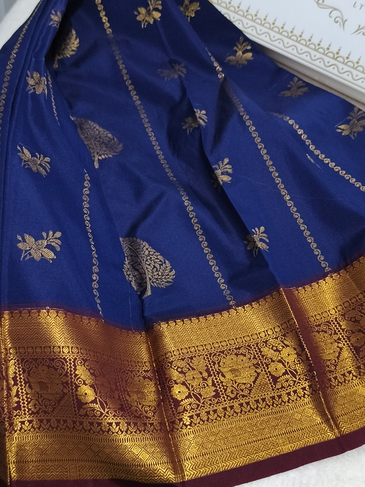 Kanchi Semi Silk Saree with contrast blouse