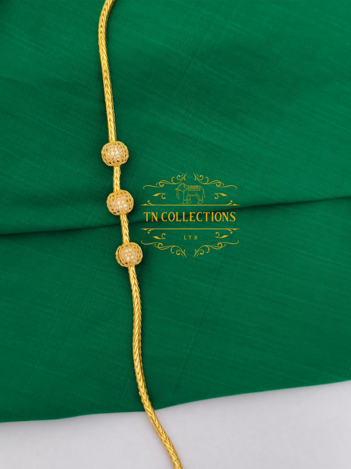 Gold Polish CZ AD stone Mugappu Kodi (Full white stones)