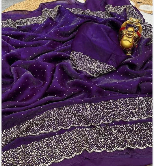 Purple Trendy Space silk Party saree