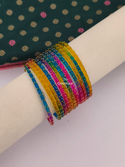 Multicoloured Glass Bangles (Size 2.6)