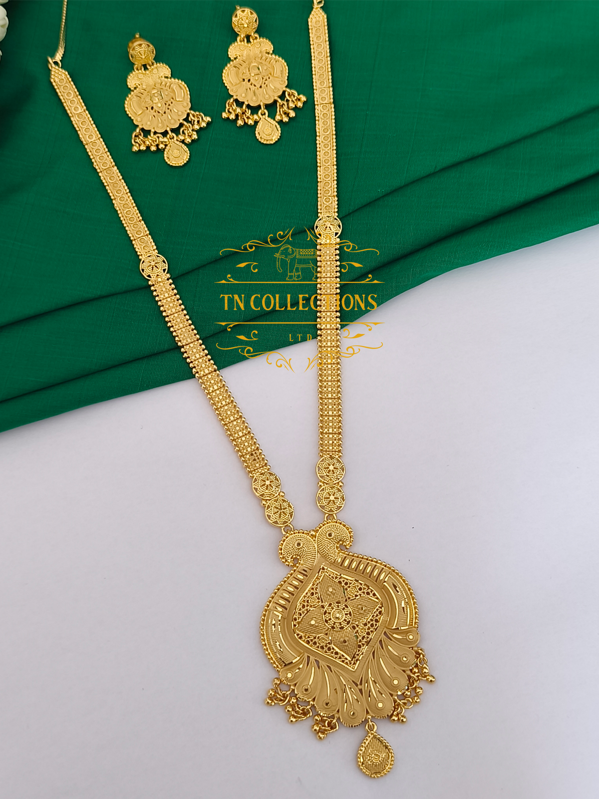 One Gram Gold Forming Haaram with Earrings