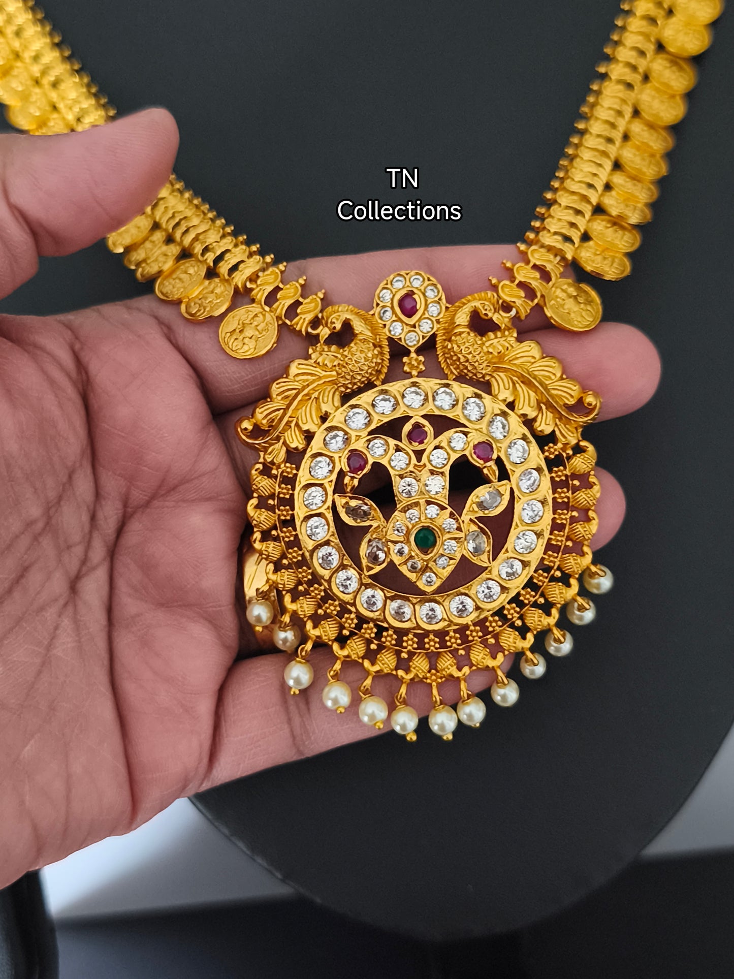 Matte Finish Long Haaram with Earrings