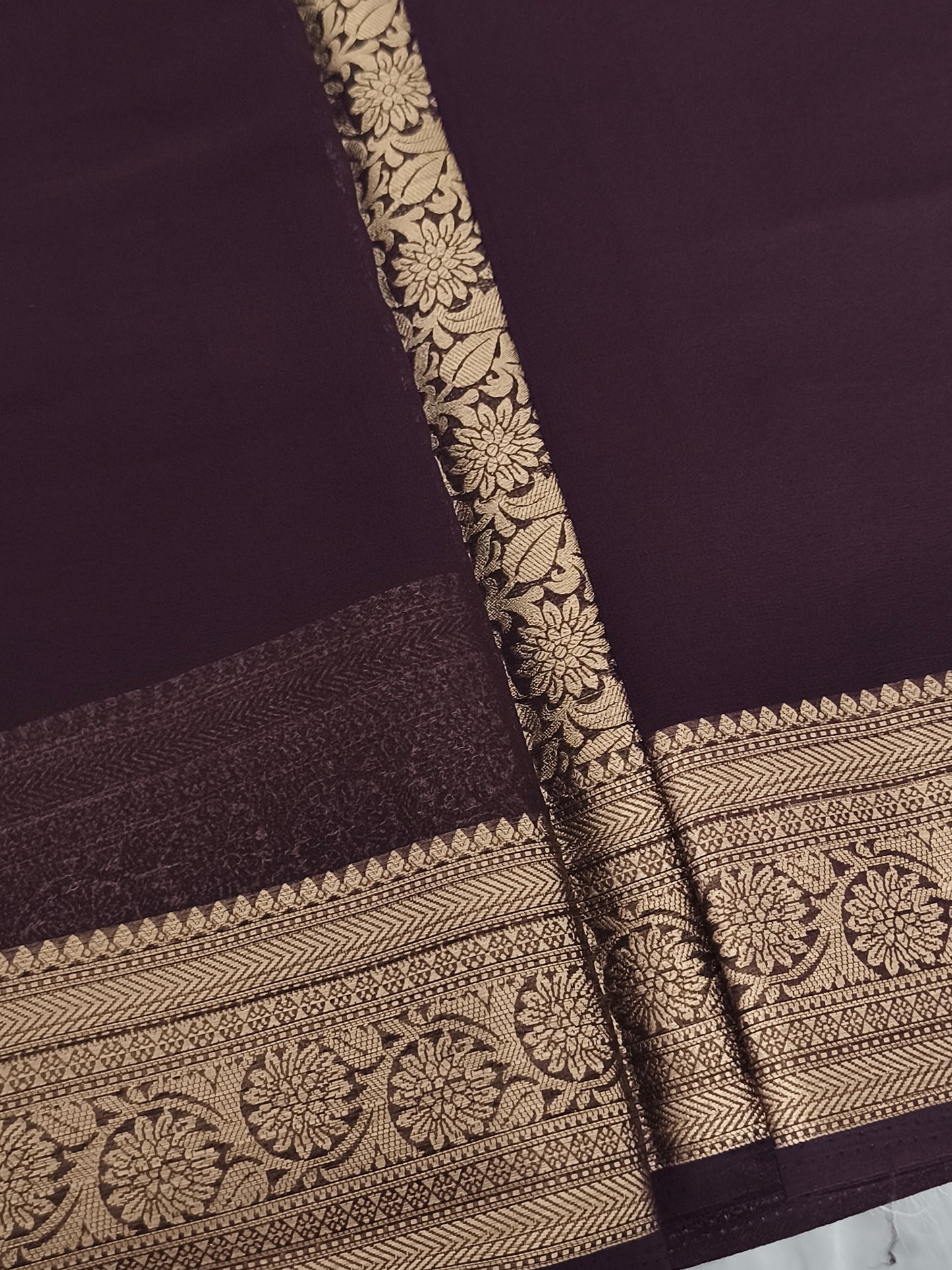 Coffee Brown colour Chiffon Georgette Party Saree