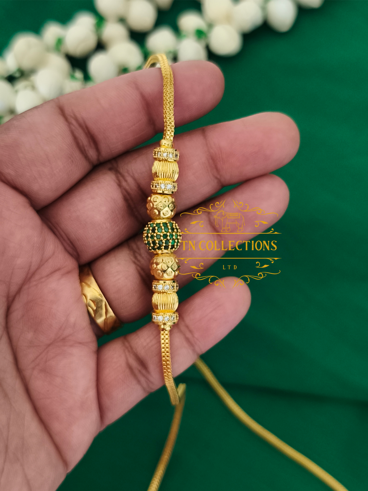 Gold Polished Mop Chain (Green)