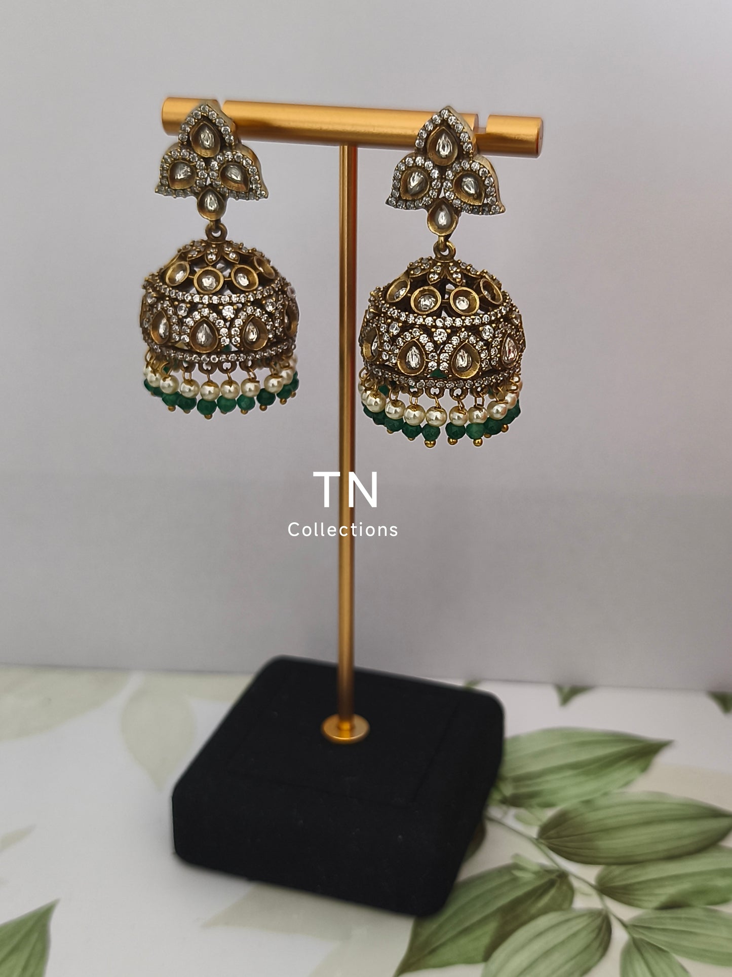 Victorian Ad Jimikki with Green Pearls