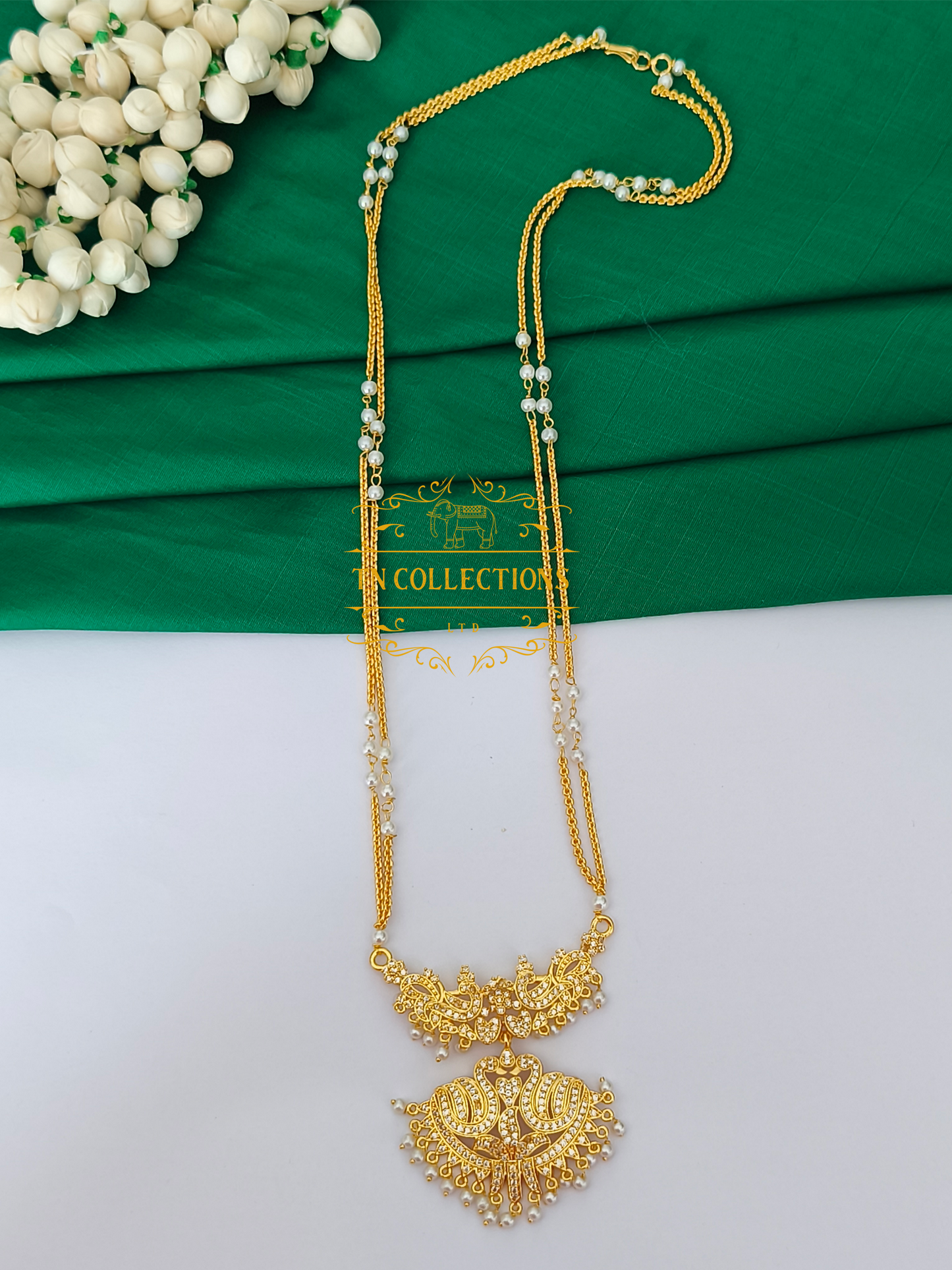 Micro Gold-Plated Traditional Pathakkam with Pearl Chain