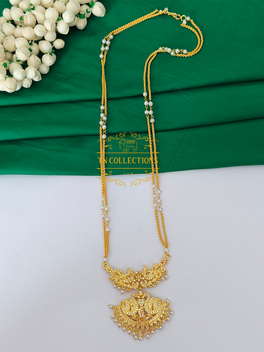 Micro Gold-Plated Traditional Pathakkam with Pearl Chain