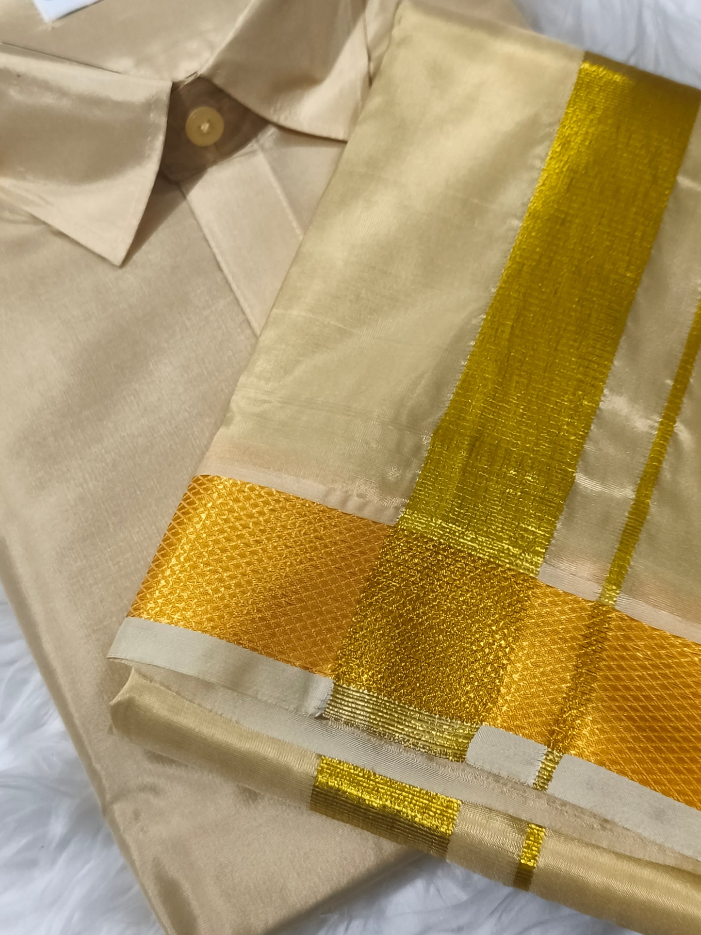 Men's Gold colour Veshti Shirt set