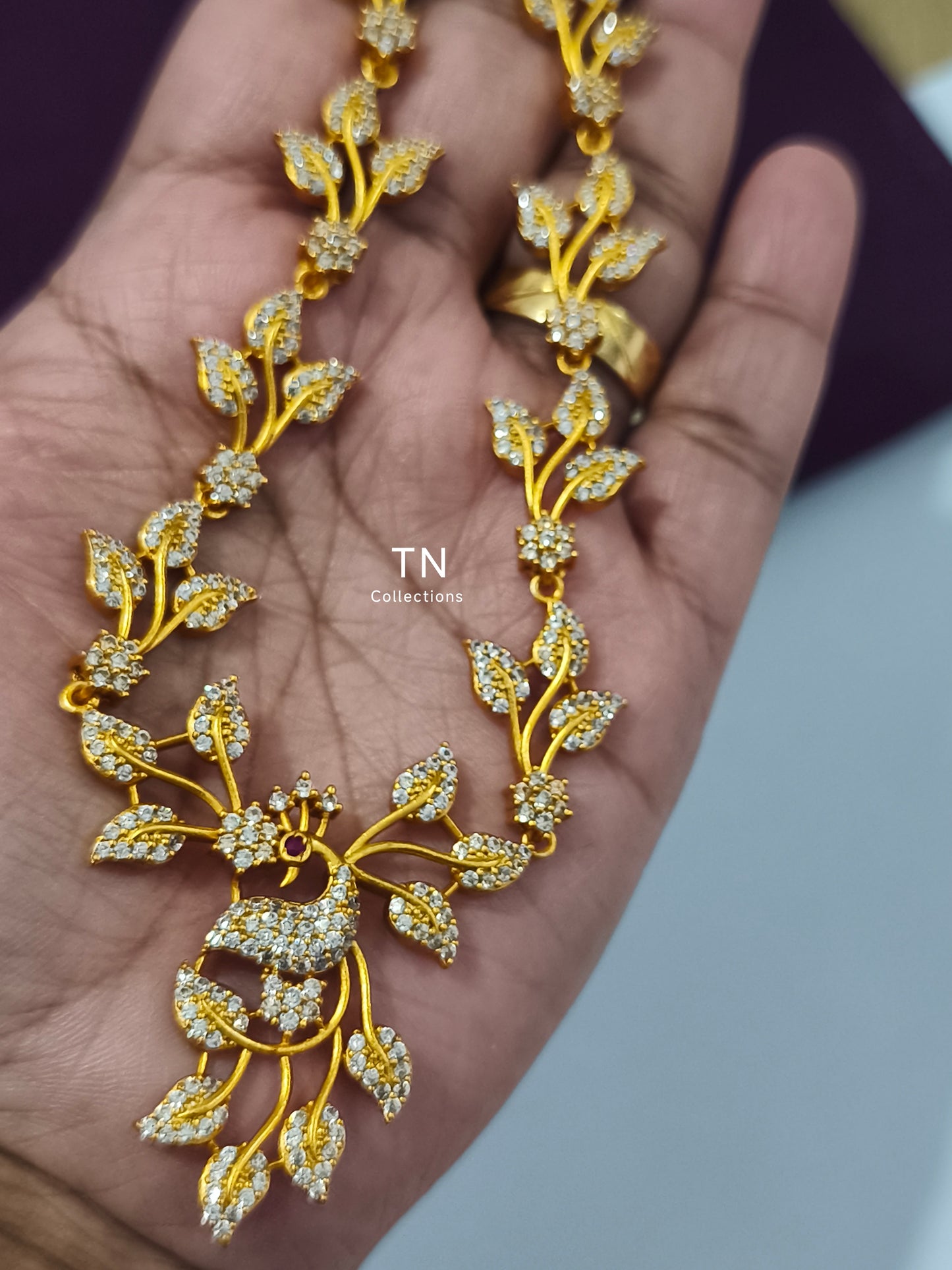 Simple Gold finish Peacock Design Necklace