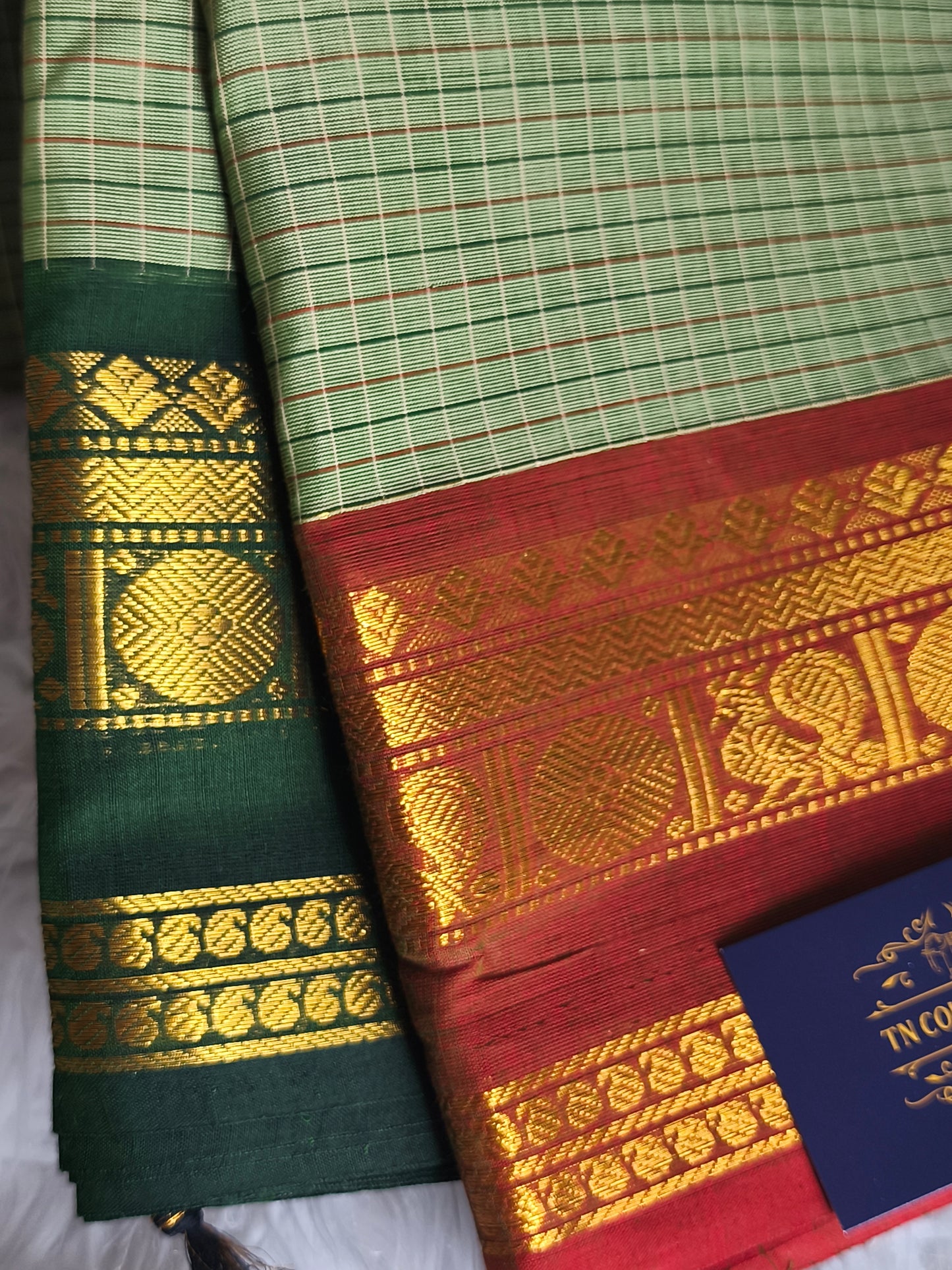 Pure Handloom kanchi cotton Kattam Saree