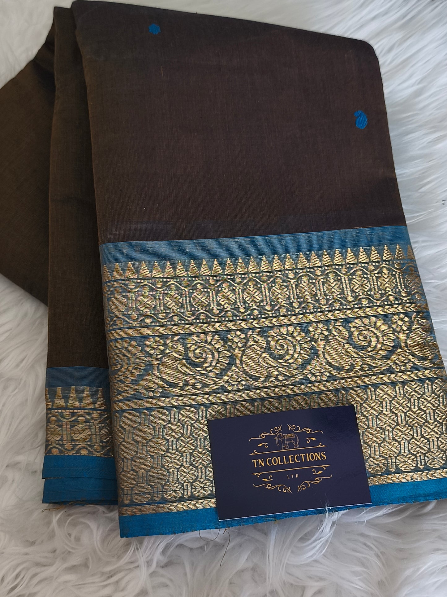 Pure kanchi Cotton Saree (Brown)