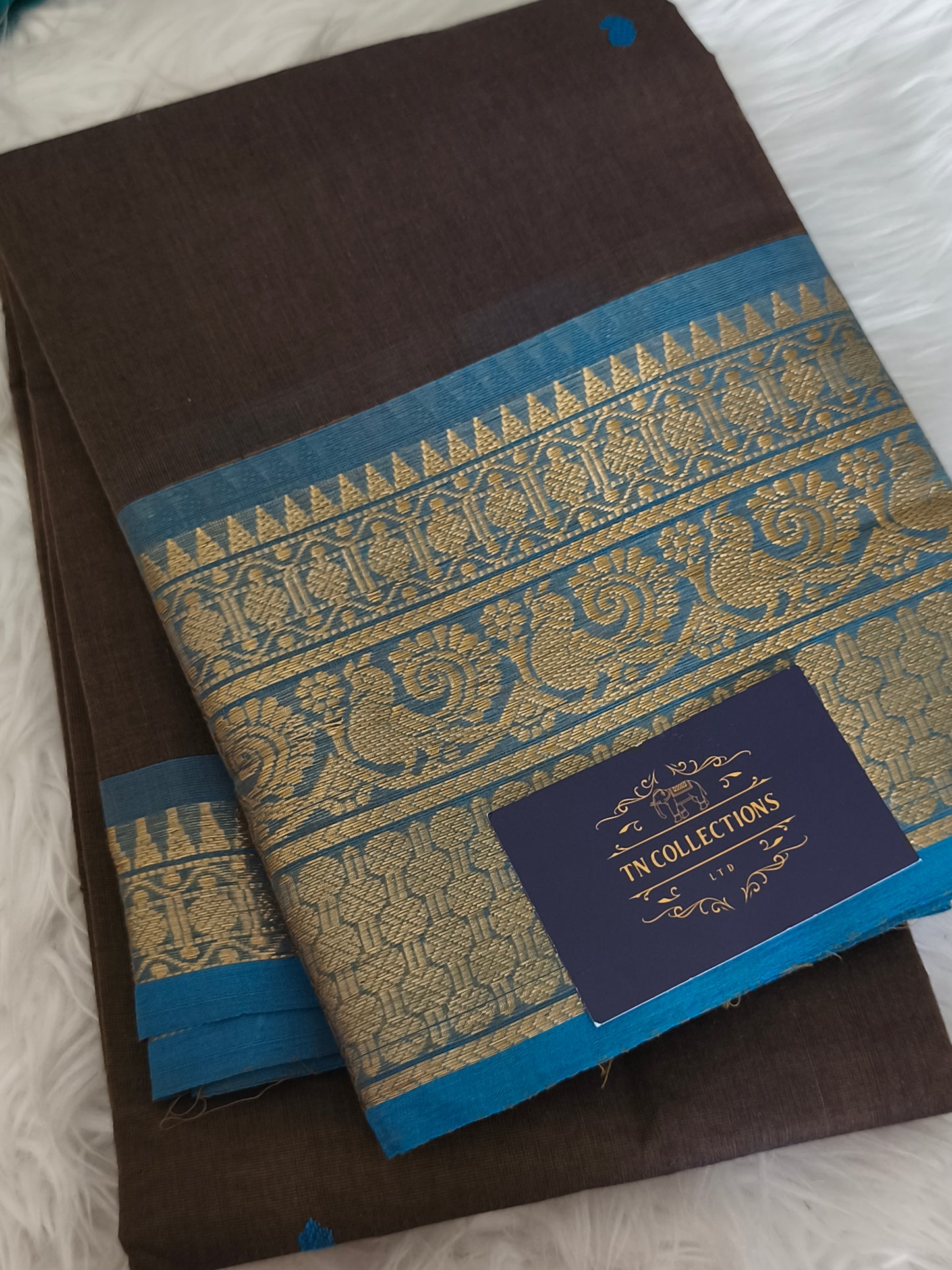 Pure kanchi Cotton Saree (Brown)