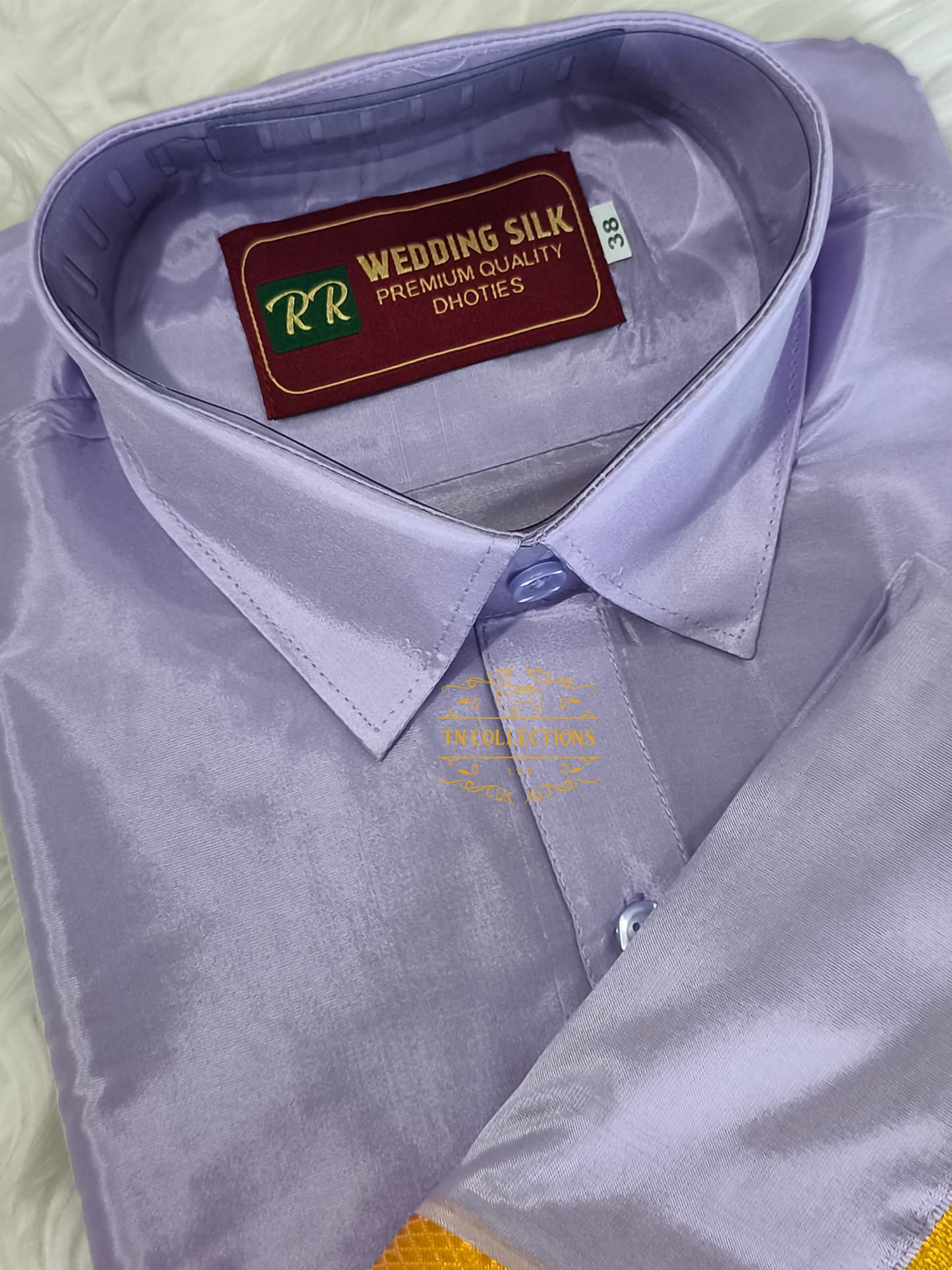 Lavender Colour Veshti Shirt set