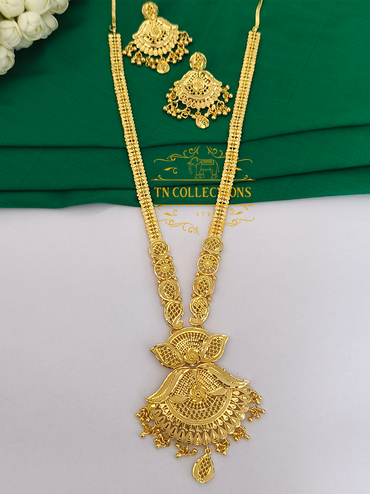 One Gram Gold Forming Haaram with Earrings