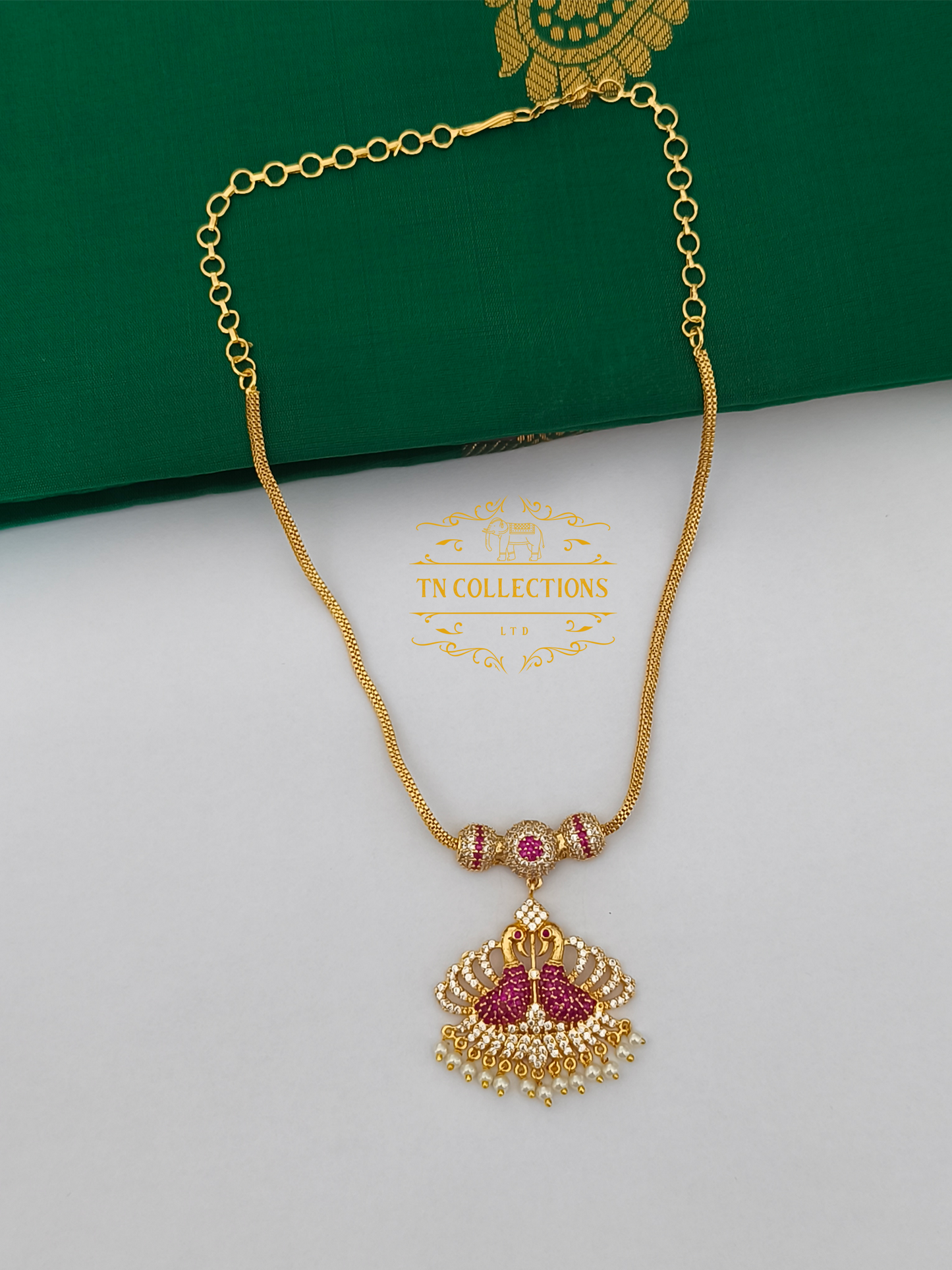Micro Gold-Plated Traditional Peacock Attiyal Pathakkam Set