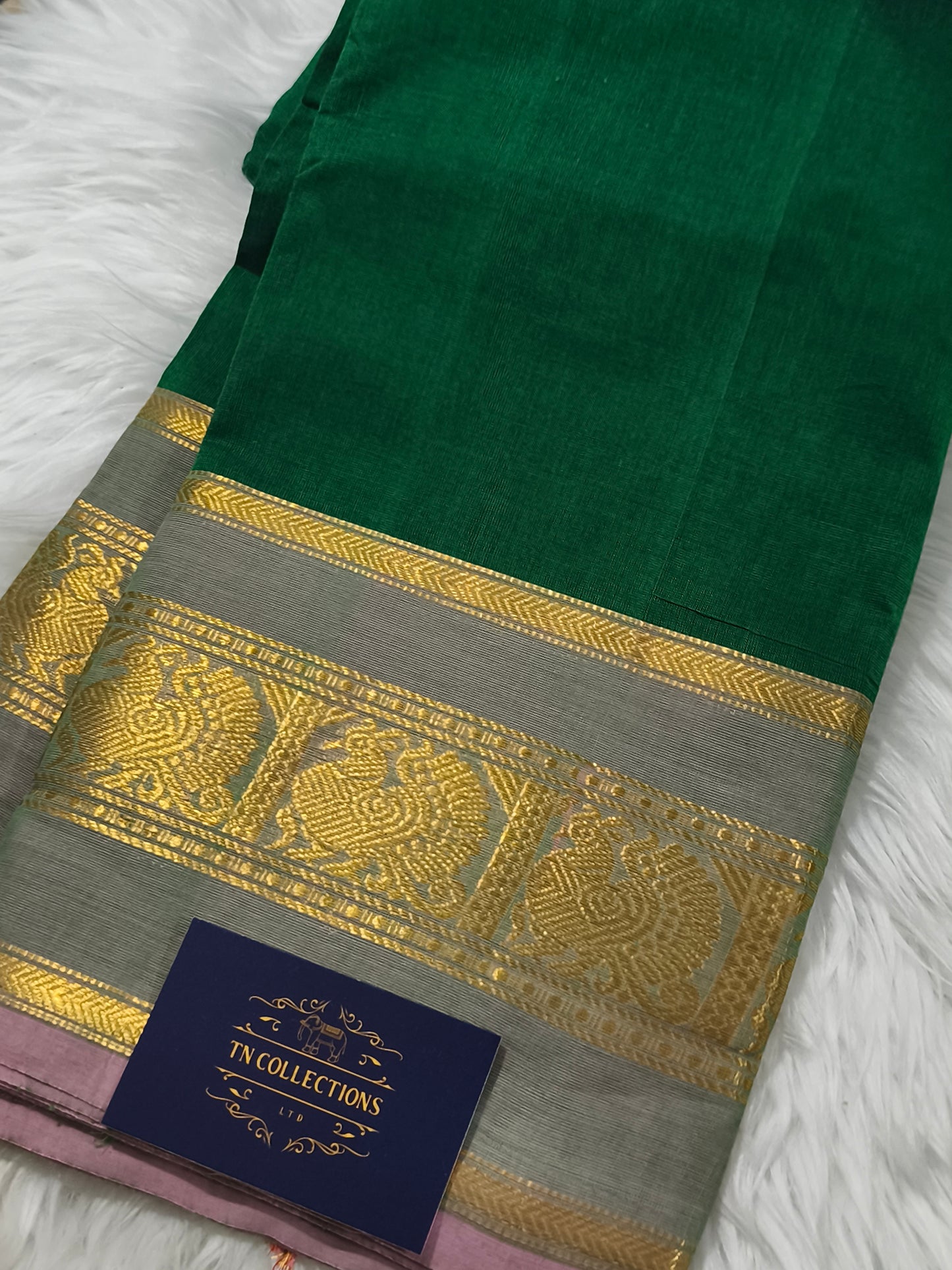 Pure Kanchi Cotton Saree (Green)