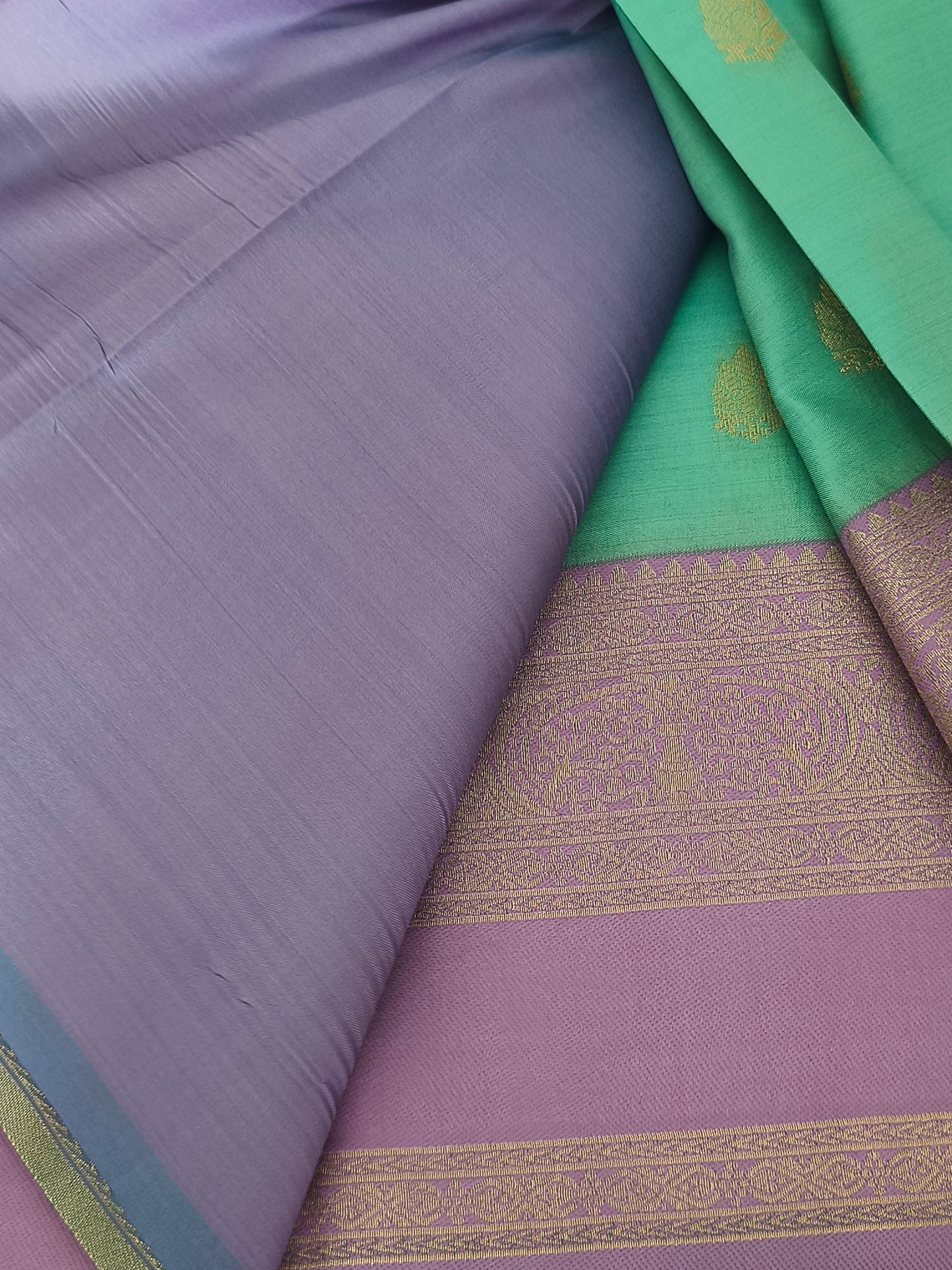 Kanchi Semi Silk Saree with contrast blouse