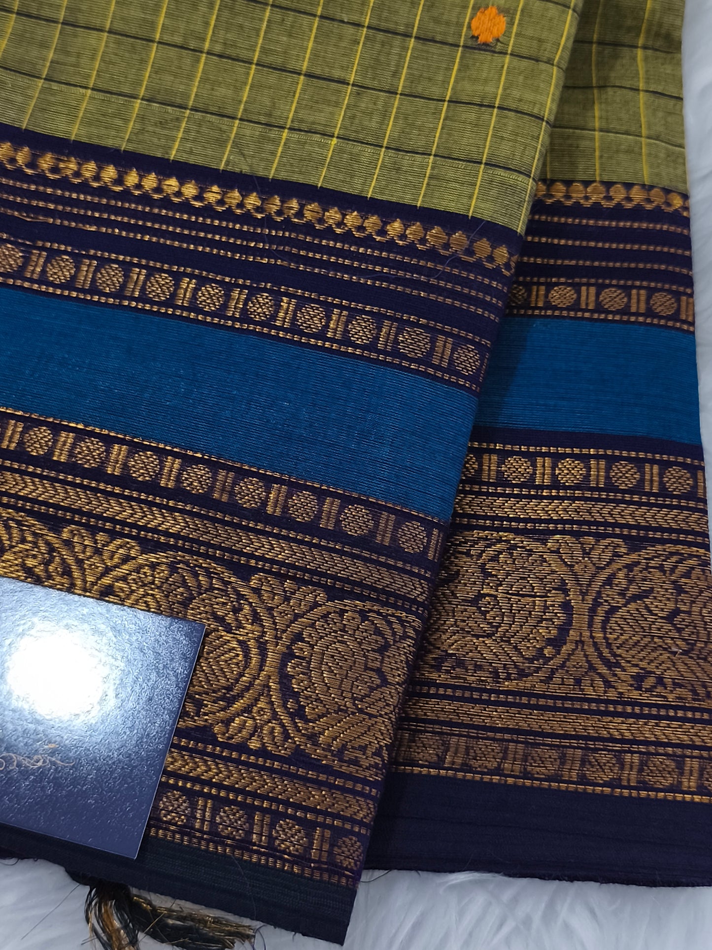 Pure handloom checked design kanchi cotton saree
