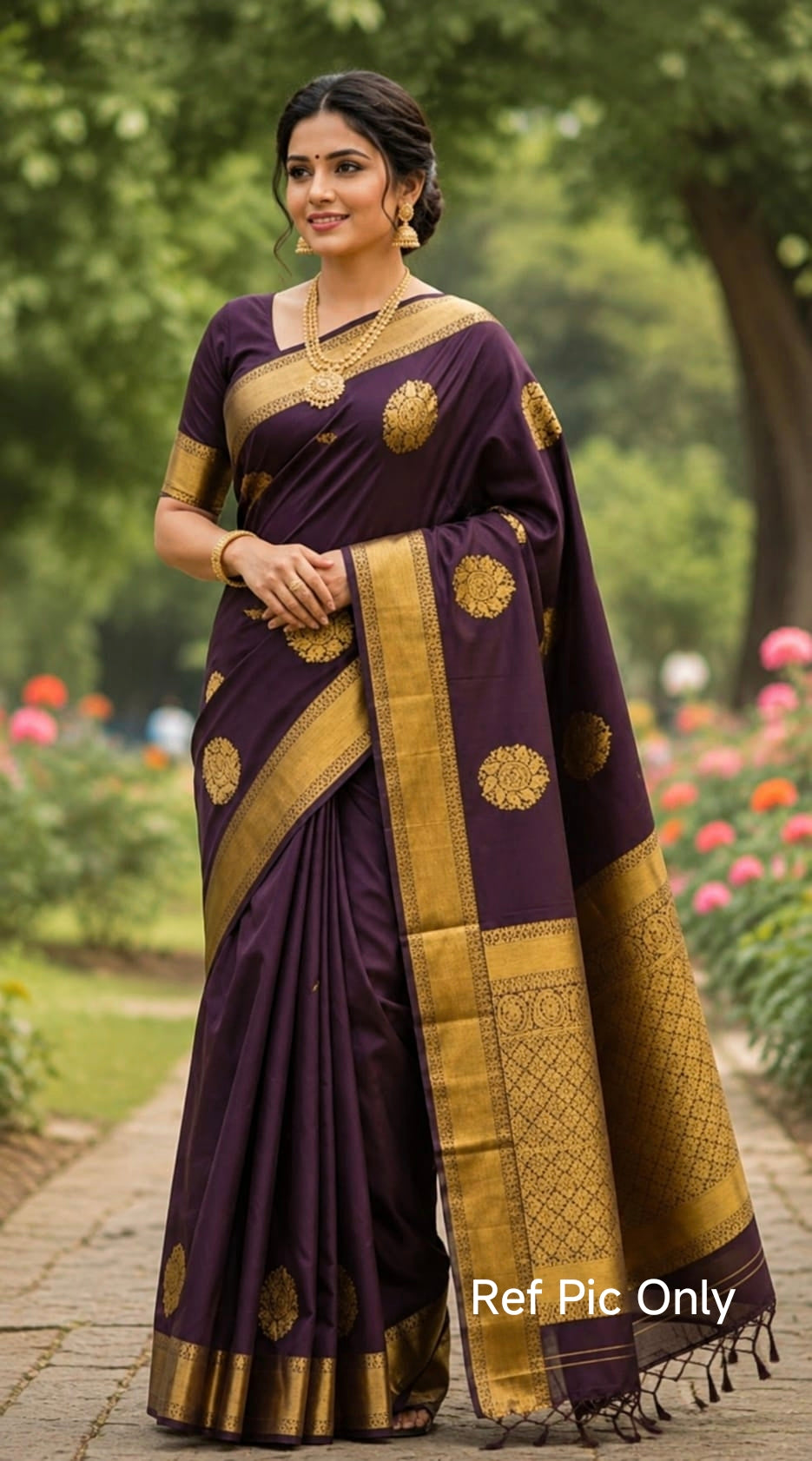 Dual shade Kanchi Soft Silk Saree( Deep Plum/Aubergine)