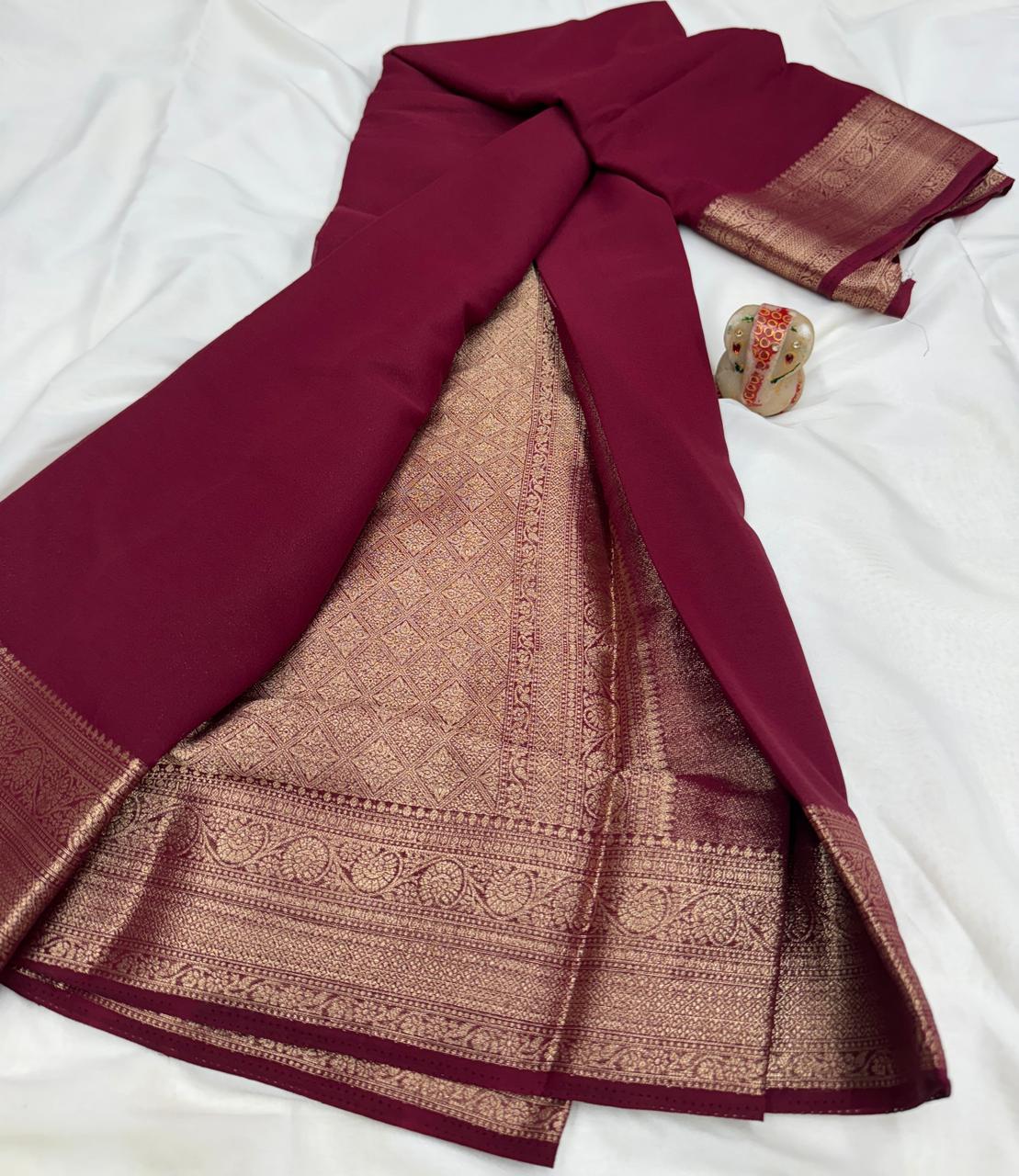 Maroon Chiffon Georgette saree