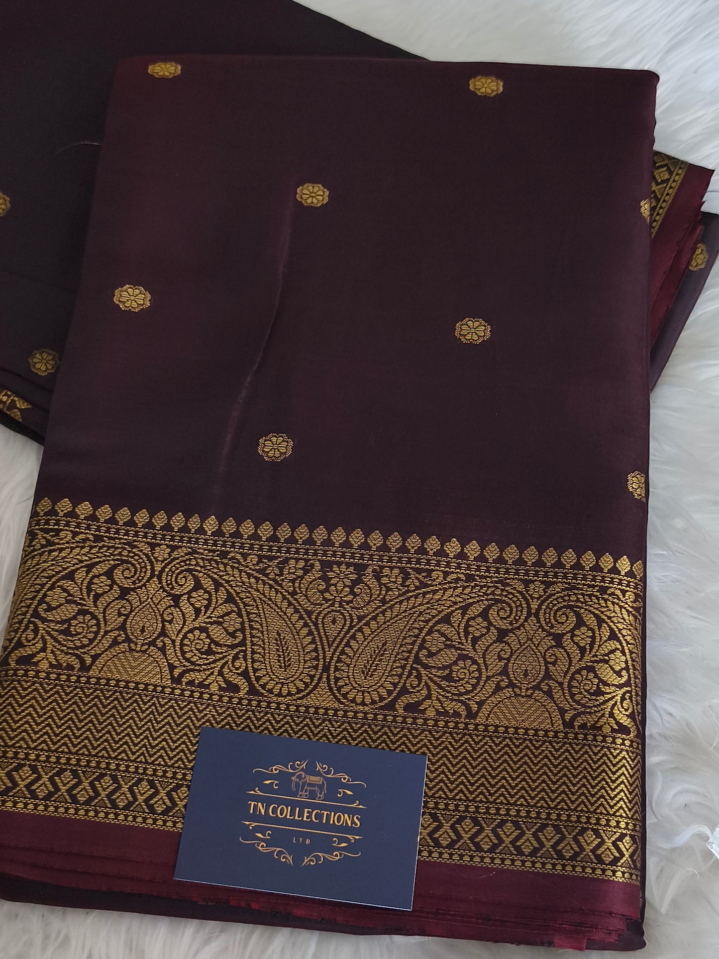 Dark Brown Banarasi Semi kataan Soft Silk
