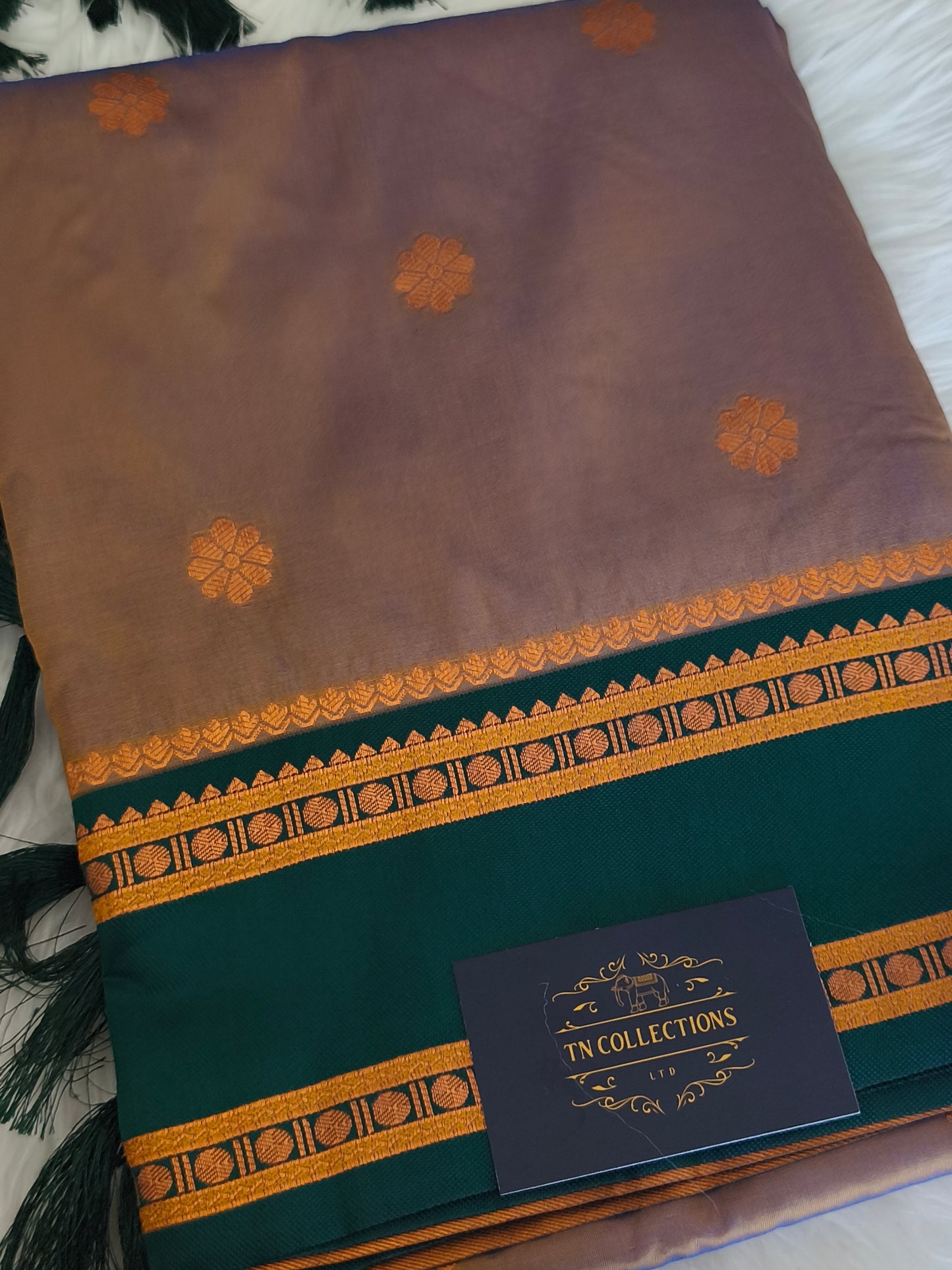Banaras Semi Soft Silk Saree with contrast blouse and rich pallu