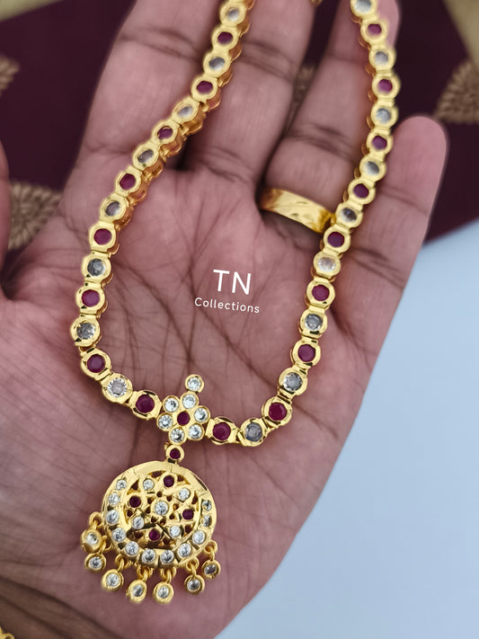 Gold Finish Short Necklace
