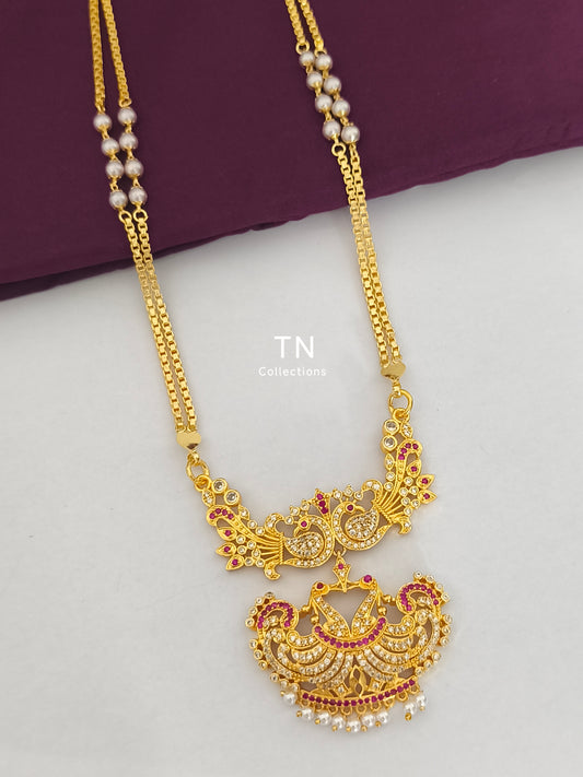 Micro gold plated Traditional Pathakkam with pearl chain