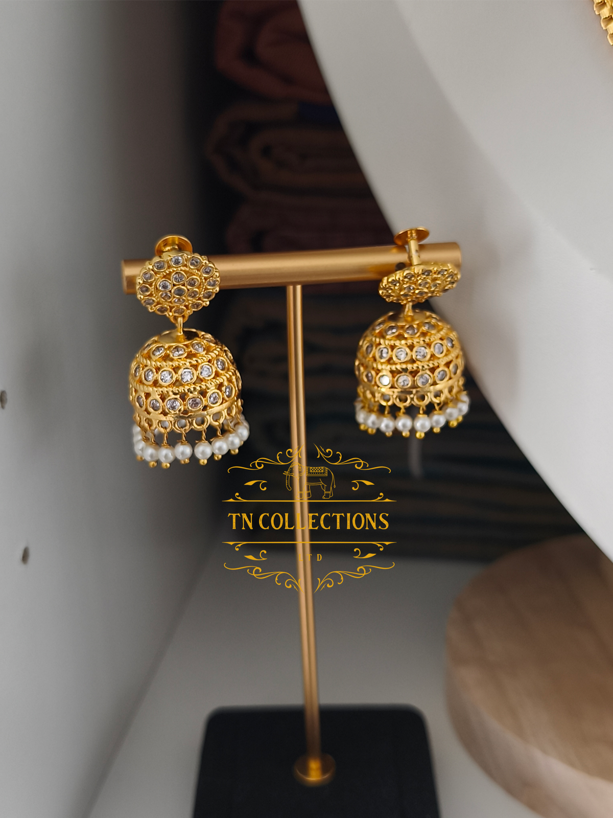Micro Gold-Plated Trendy Semi Bridal Set (Full White Stones)