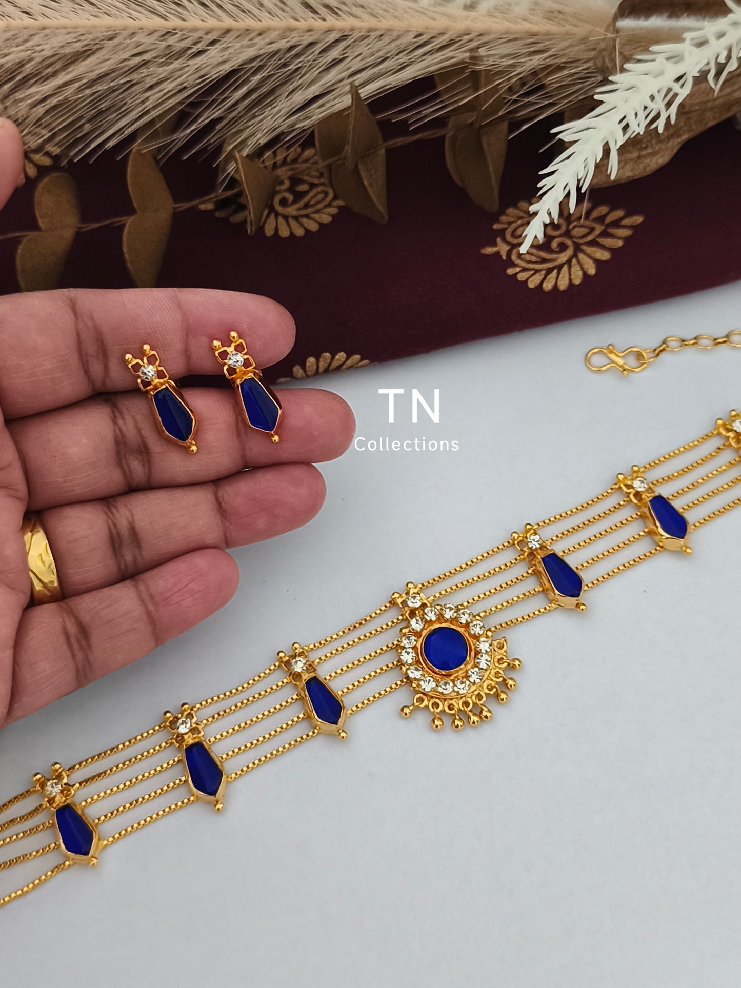 Micro gold finish AD Necklace with earrings