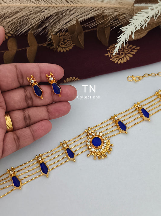 Micro gold finish AD Necklace with earrings