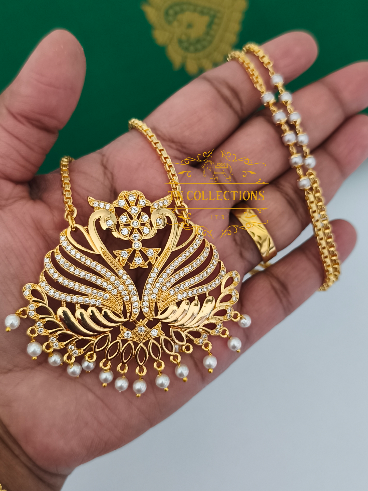 Micro Gold-Plated Traditional Semi Bridal Set (Full white stones)