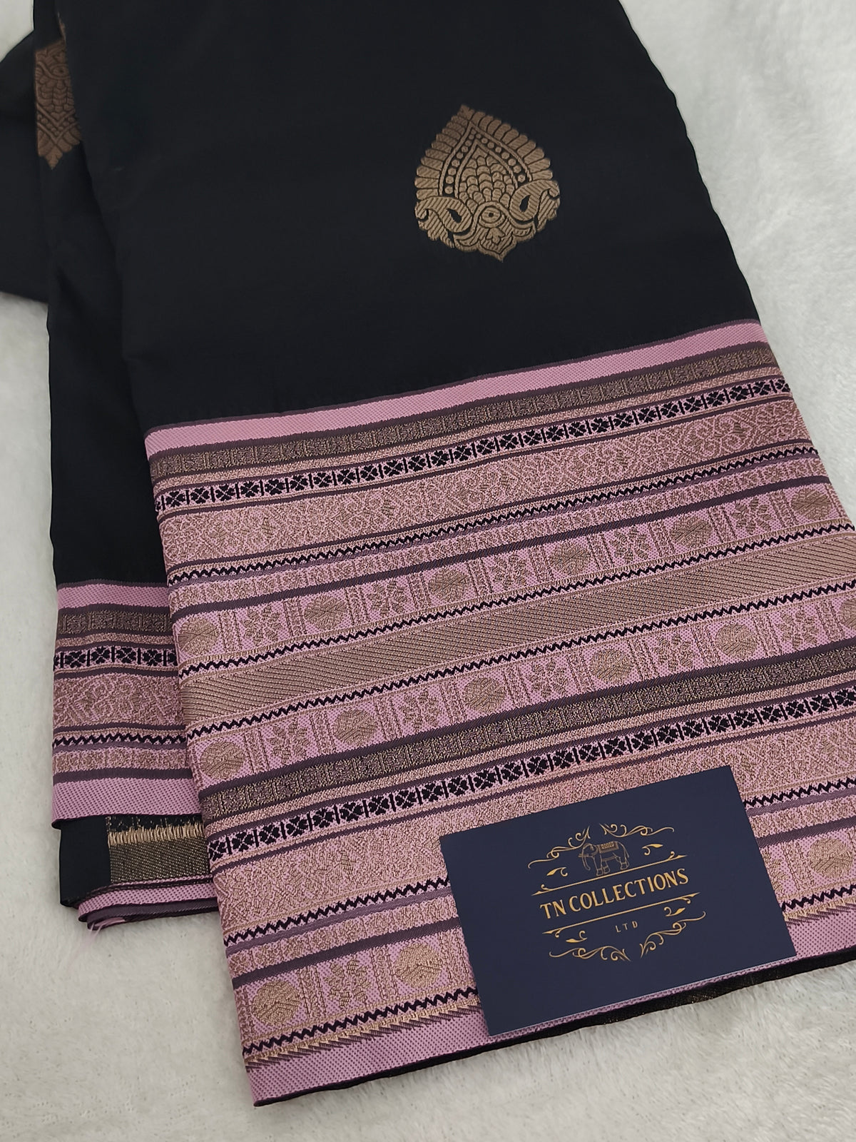 Black Kanchi semi silk Saree