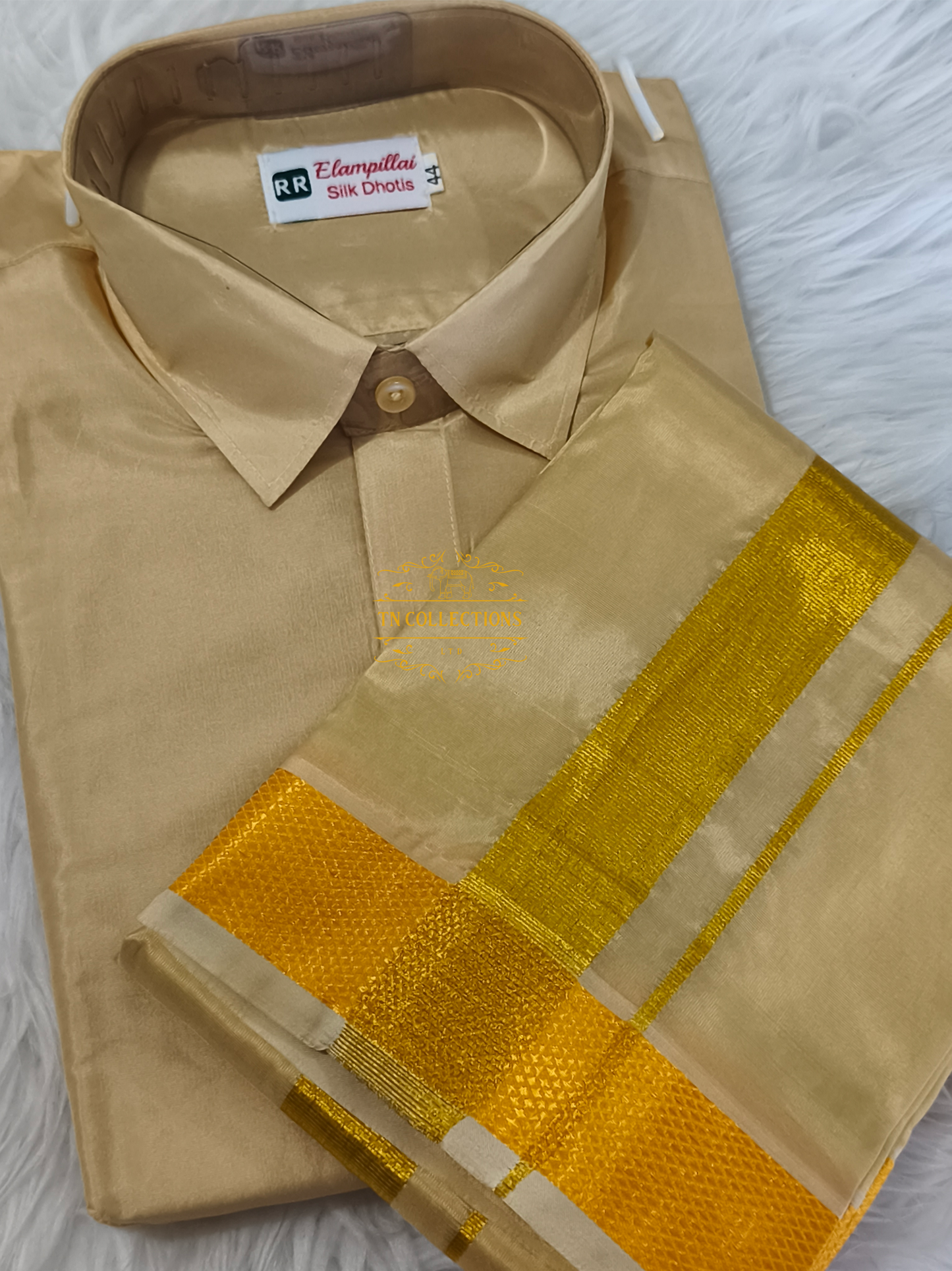 Men's Gold colour Veshti Shirt set