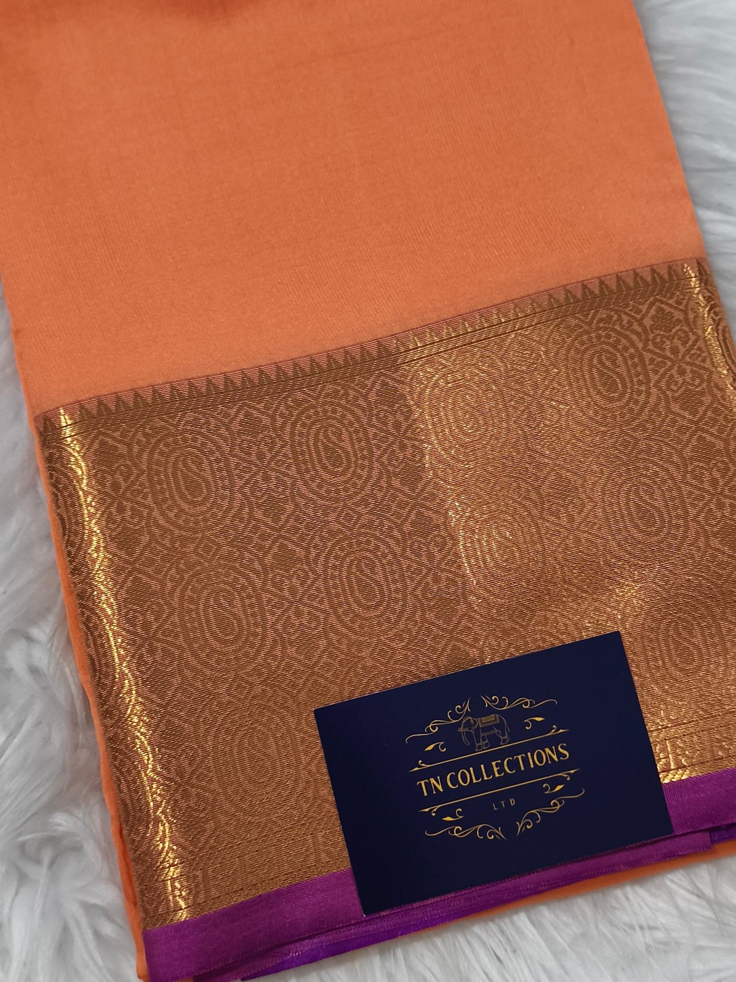 Luxury Semi Soft Silk Saree (Peach-Orange)