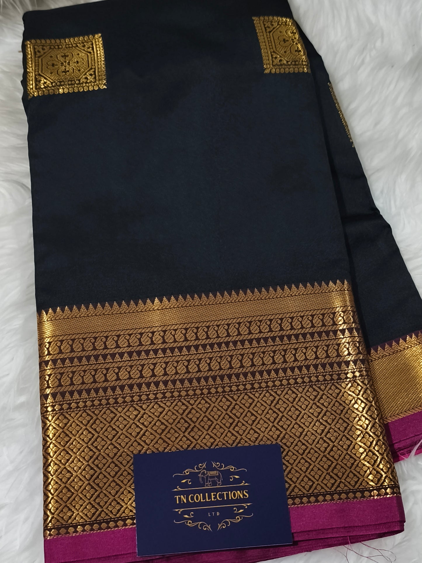 Luxury Semi Soft Silk Saree (Black)
