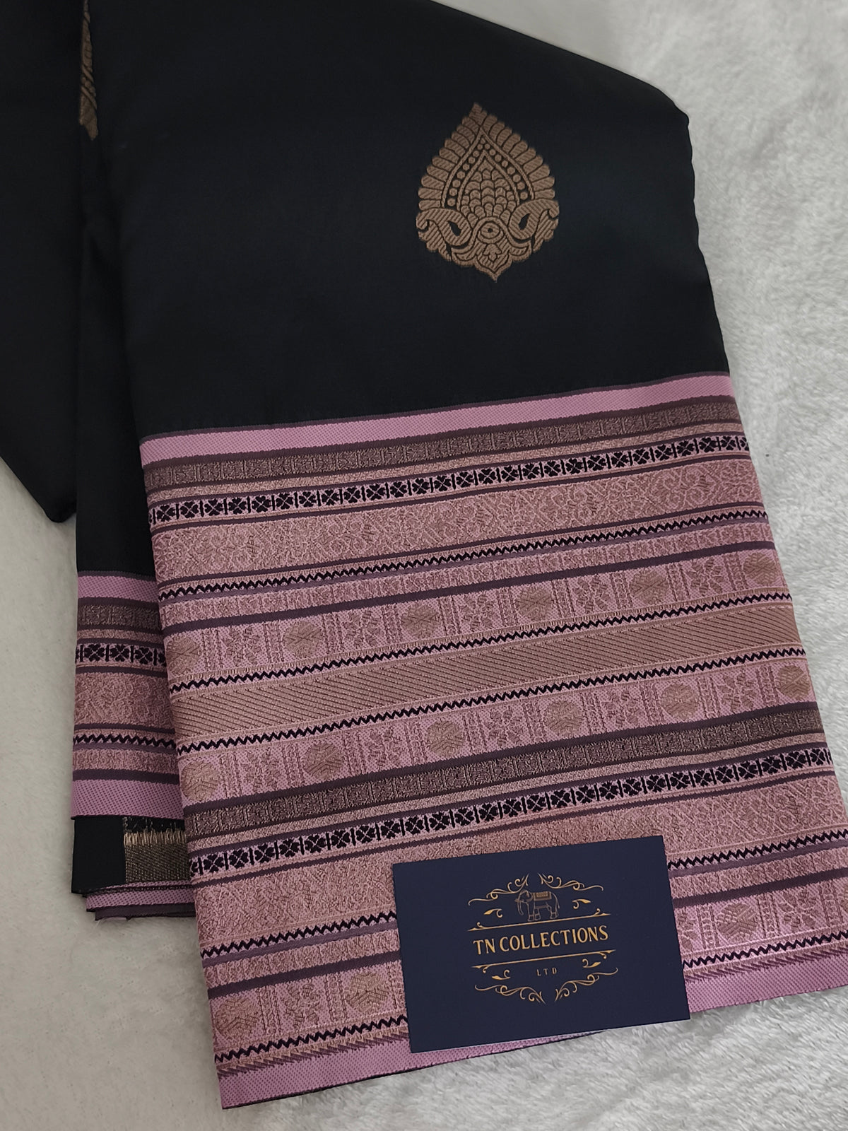 Black Kanchi semi silk Saree