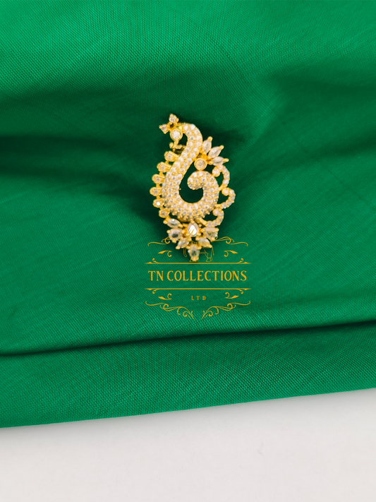 Gold Plated Peacock Design Kodi Mugappu (Brooch)