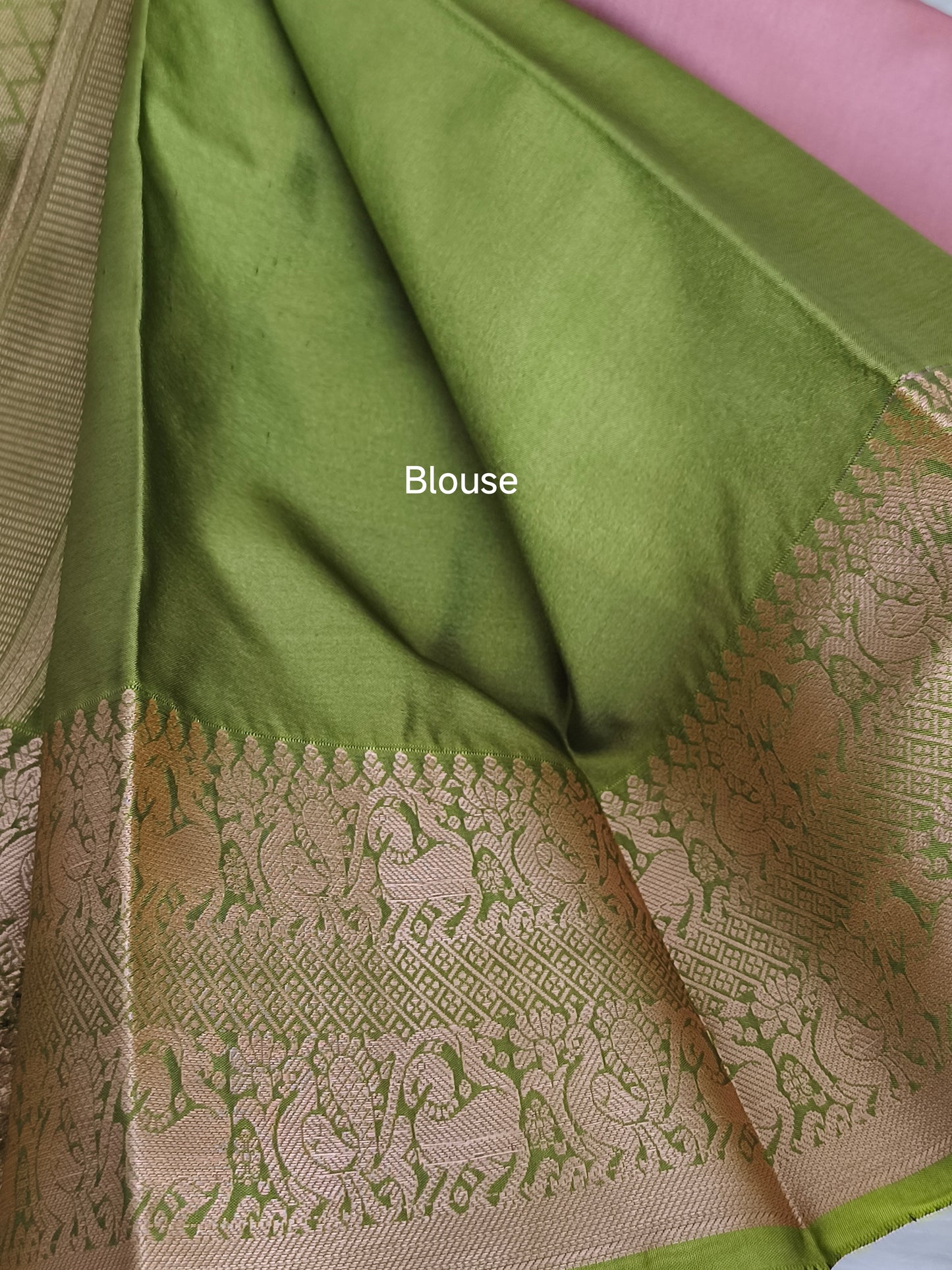 Dusty Pink Kanjivaram Semi Silk Saree