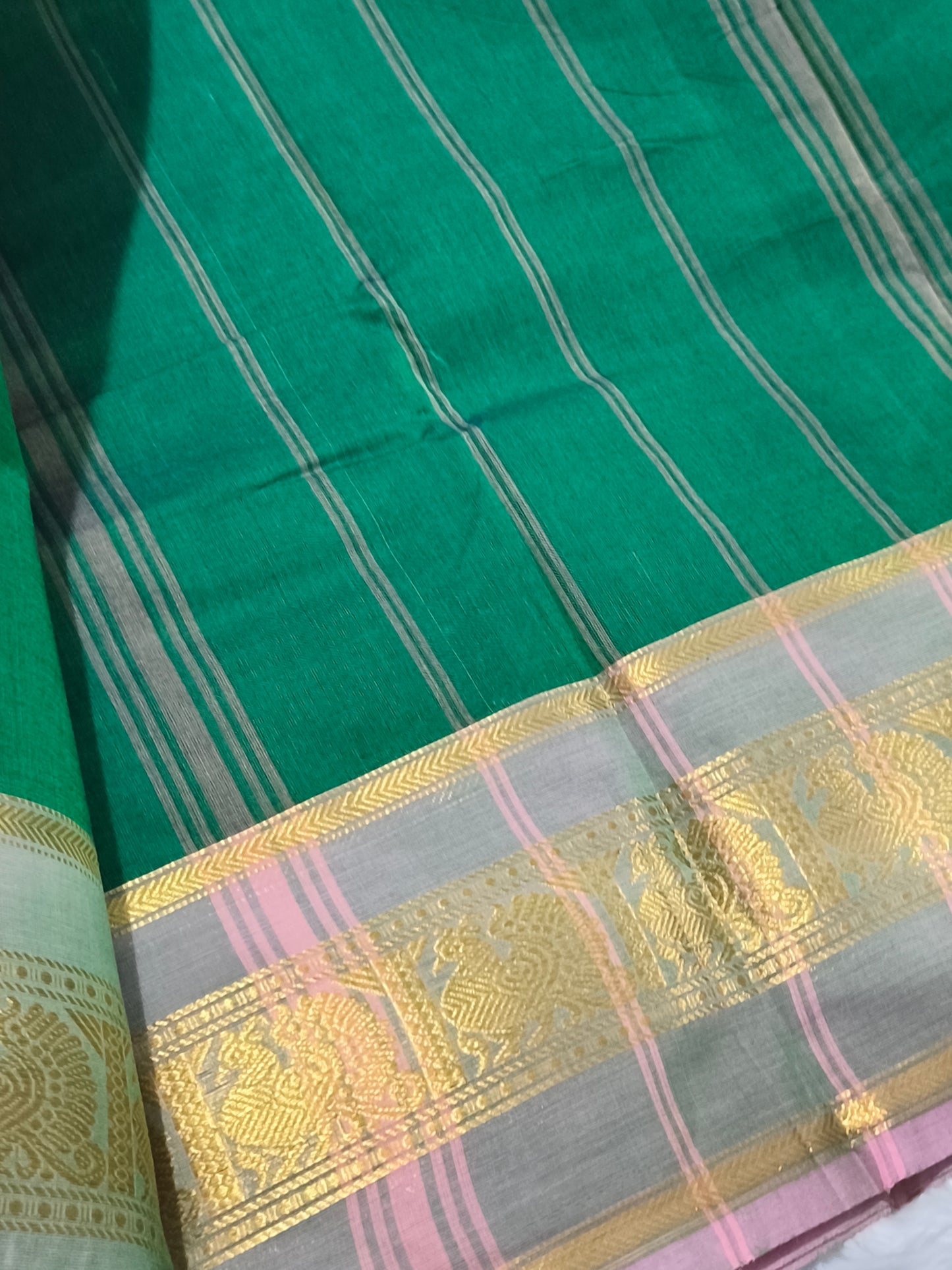Pure Kanchi Cotton Saree (Green)