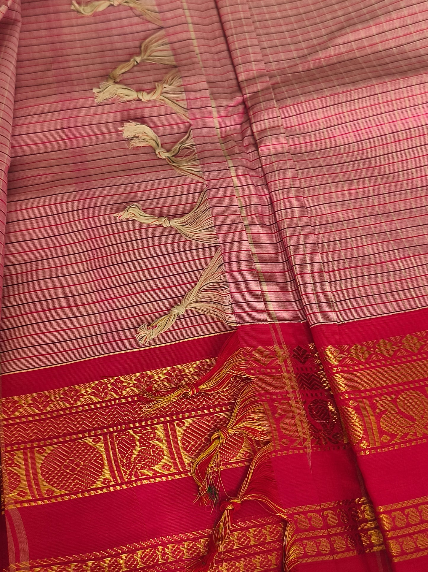 Pure Handloom kanchi cotton Kattam Saree