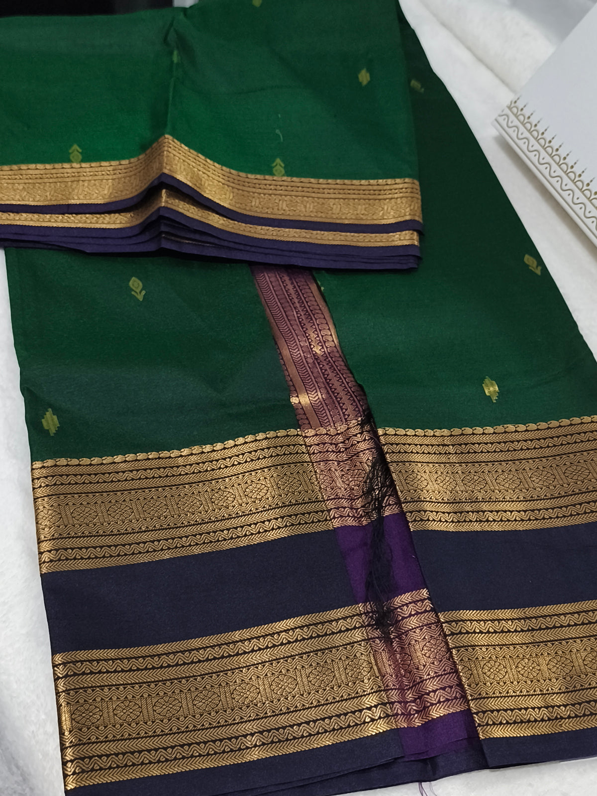 Trendy Semi Soft Silk Saree with contrast blouse and rich pallu