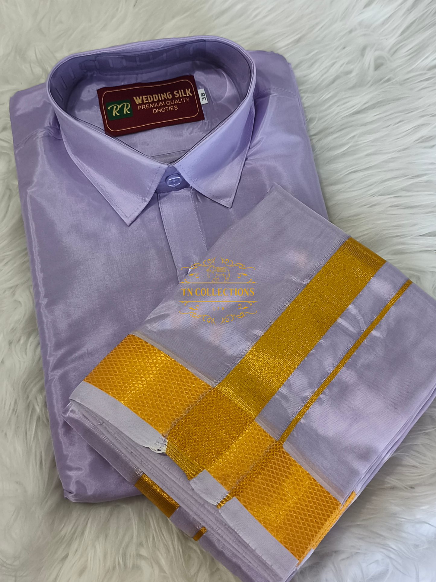Lavender Colour Veshti Shirt set