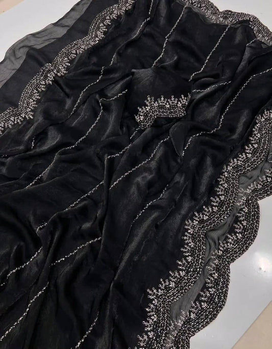 Black Fendy Chiffon Party saree